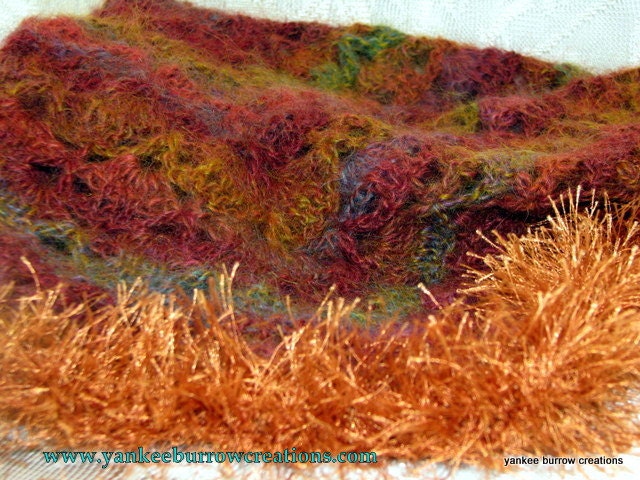 Crochet shawlette, south bay, autumn colors - YankeeBurrowCreation