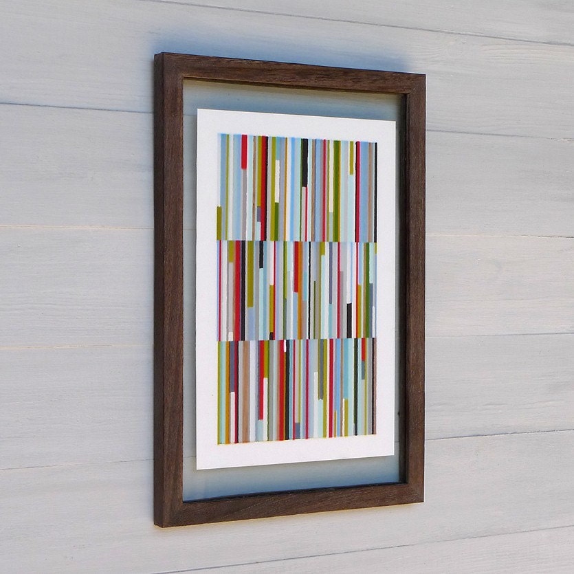 Framed 10 x 14 Giclee Print, Painterly Stripes