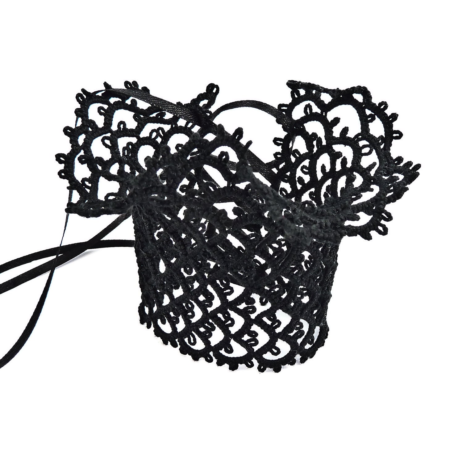 Victorian handmade lace cuff bracelet Gothic lace fashion statement Steampunk jewelry - black