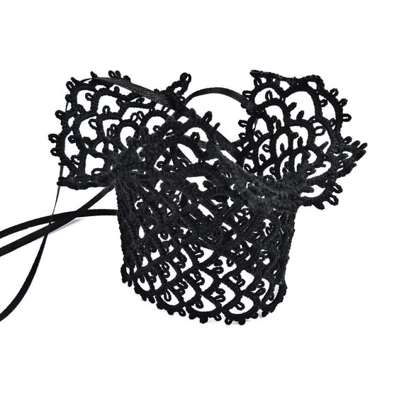 Victorian handmade lace cuff bracelet Gothic lace fashion statement Steampunk jewelry - black