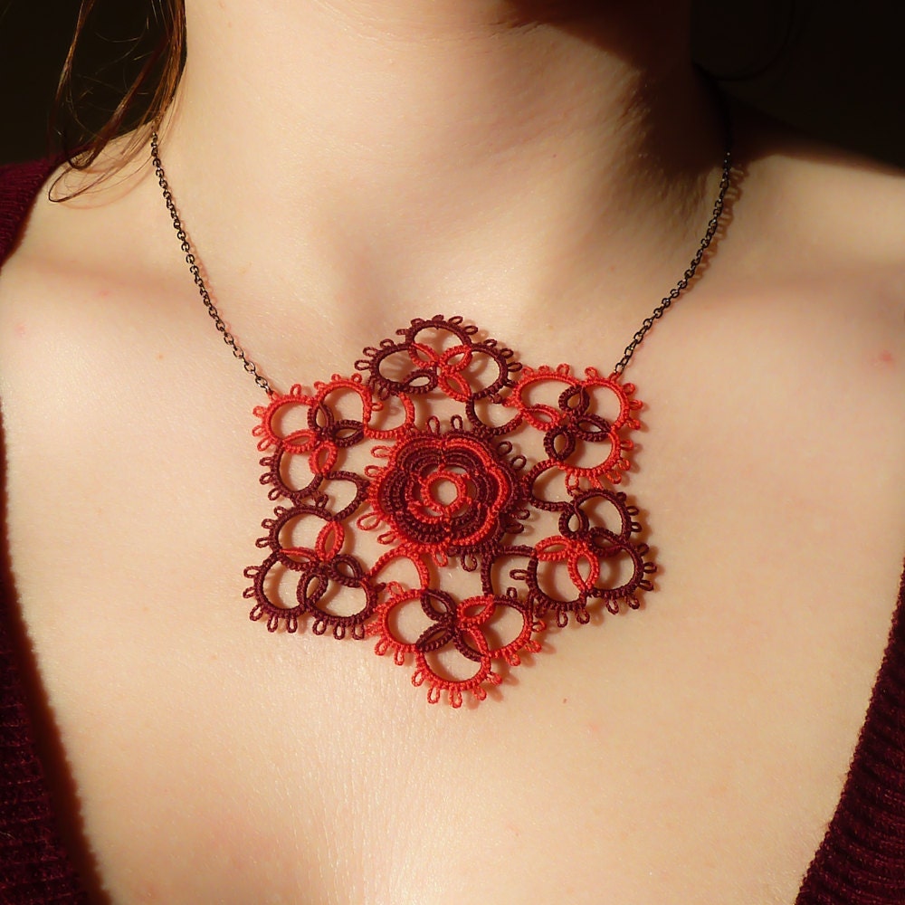 Lace fashion Red lace necklace