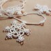 Wedding lace necklace snowflakes winter snow - handmade jewelry rustic bride retro bridal fashion water drop crystals - white