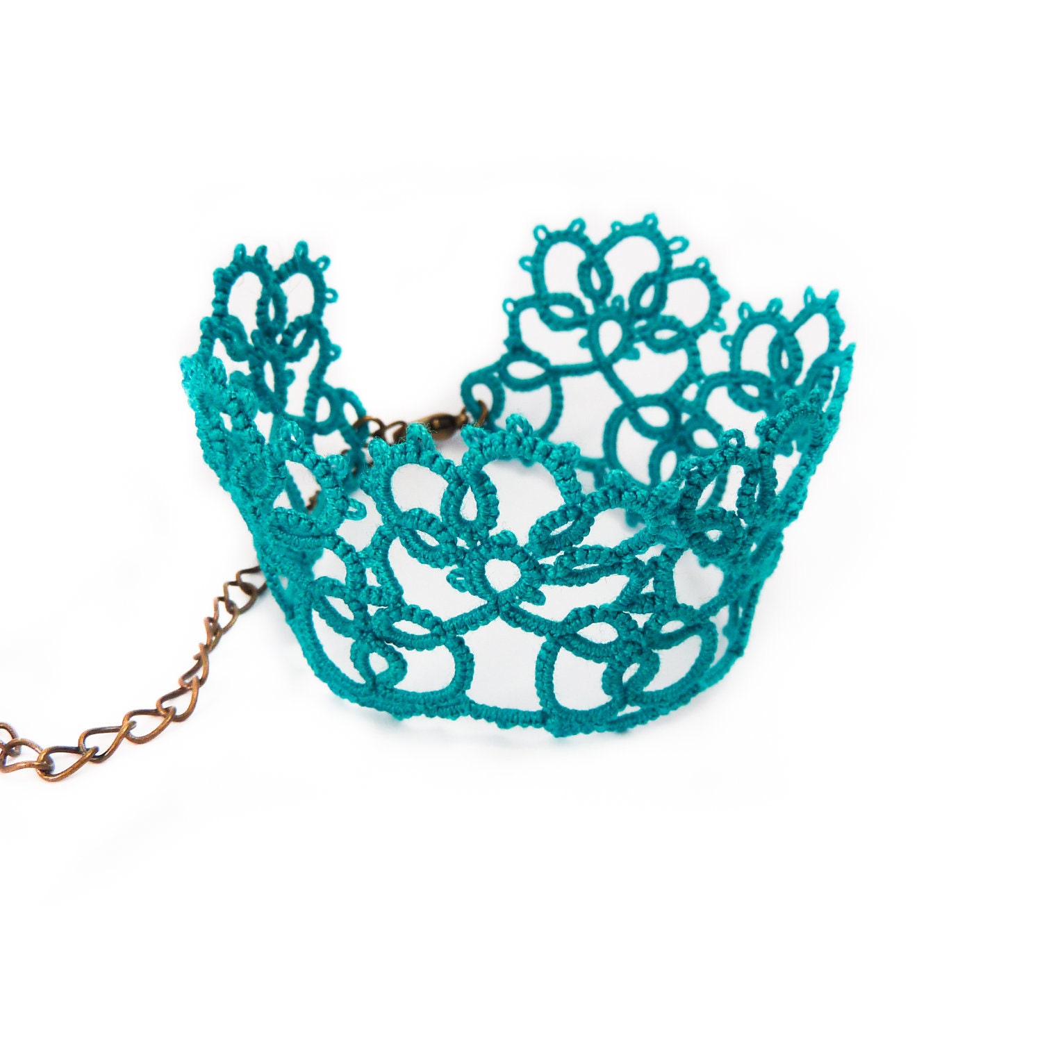 Teal lace cuff bracelet retro Victorian vintage inspired jewelry bridesmaid gift Lace fashion