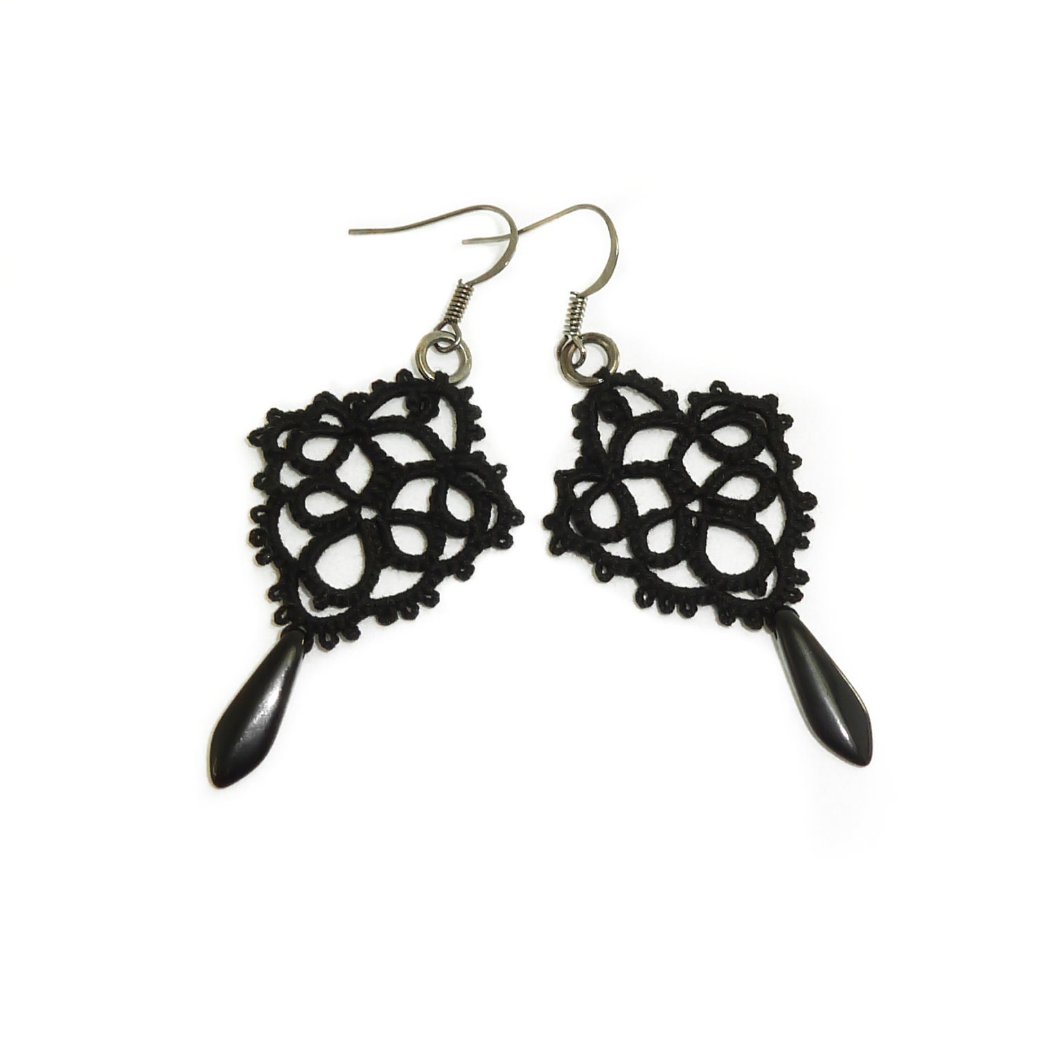Black lace earrings lace jewelry