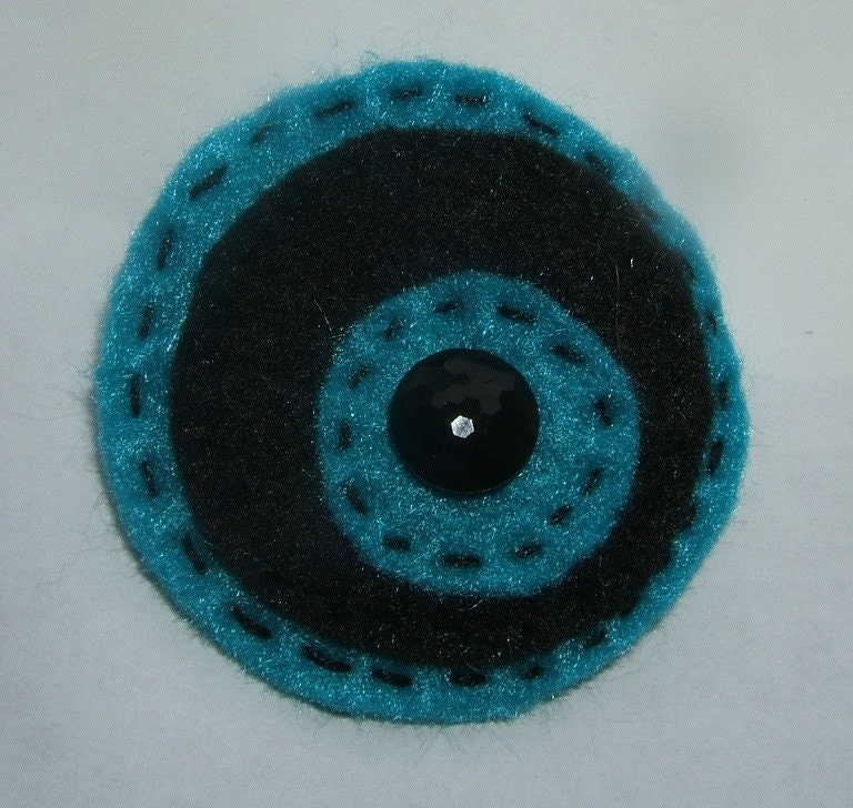 Sharp Blue and Black Felt Brooch
