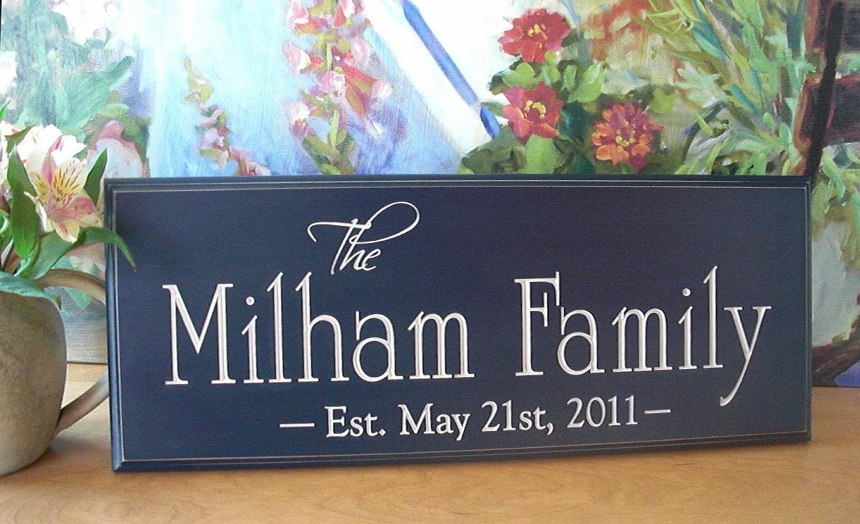 FAMILY NAME Sign Carved Wood Personalized Family Name Sign