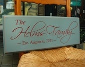 Personalized Family Name Sign, Carved Anniversary gift, Wedding
