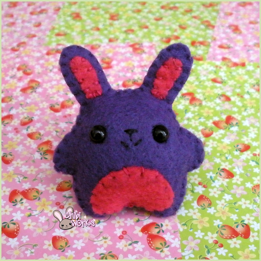 Pink and Purple Felt Rabbit Broach