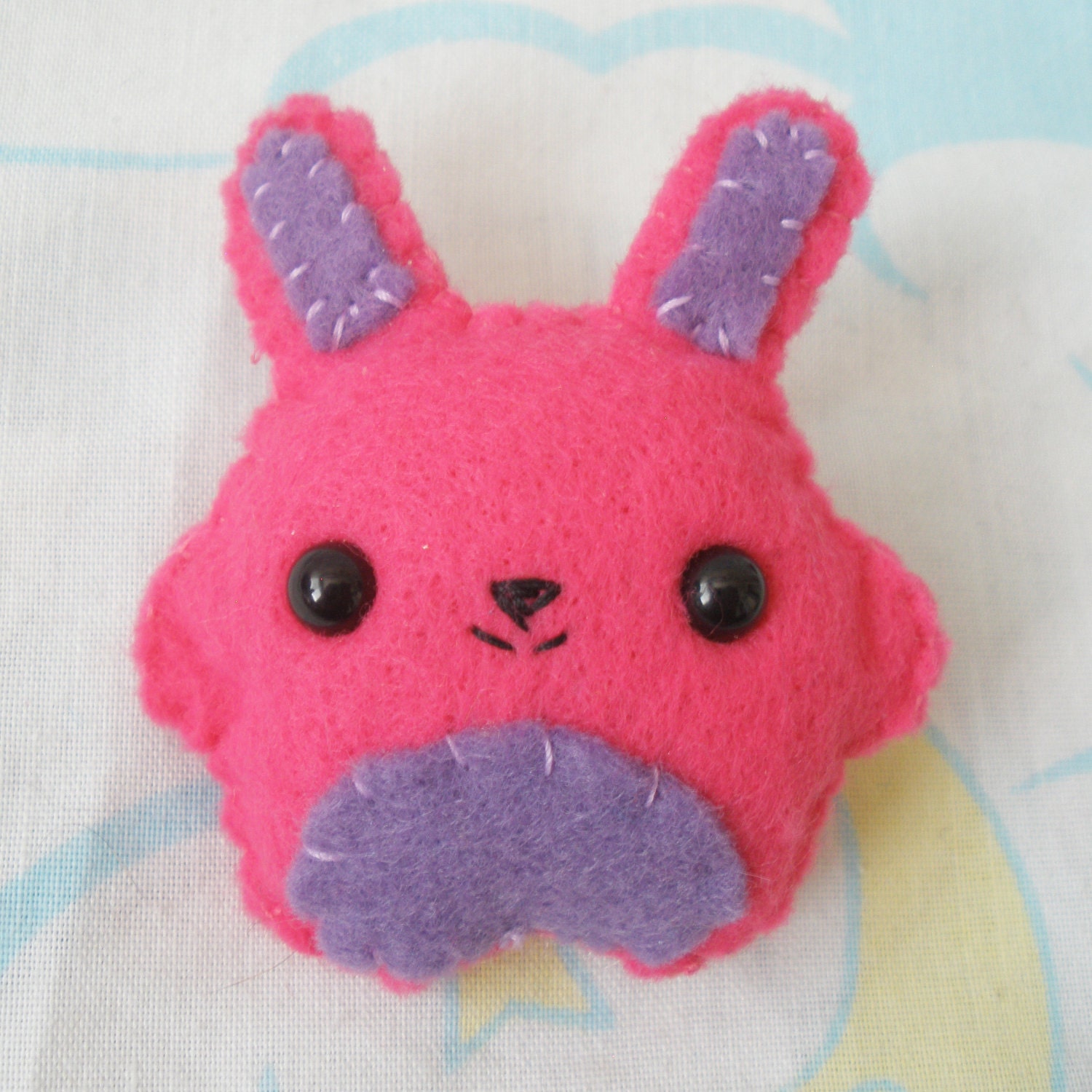 Purple and Pink Felt Bunny Brooch