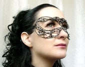 Black and silver ladies masquerade mask, handmade