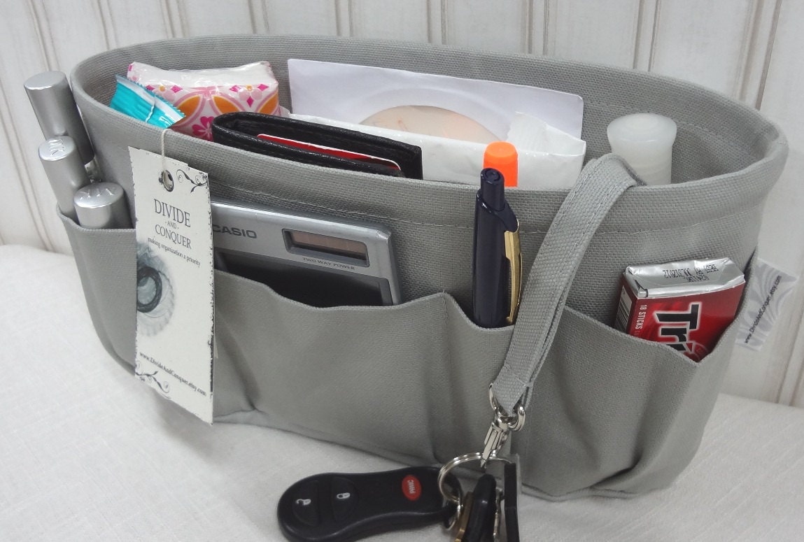 Purse ORGANIZER insert SHAPER / With Swivel Snap / You choose the color & size / Extra STURDY / 5 Sizes Available