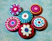 Funky Fabric Covered Buttons - handmade sewing buttons - 1 inch w/ shank - 6pcs - Additional sizes available