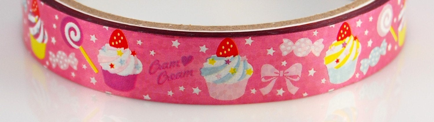 Glittery Shiny Cupcake and Sweets Deco Tape - Kawaii