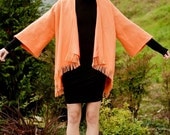 SALE VTG 60s Creamsicle Wool Fringe Drapey Cardigan  S/M