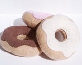 Donuts with vanilla, strawberry and chocolate icing- set of three