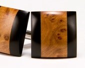 Wooden Cufflinks Ebony Thuya Burl - Wood Cuff Links - Wedding, Groomsmen, Best Mans Gift, Father Of The Bride