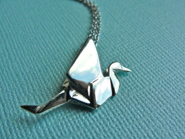 Sterling Silver Origami Crane Necklace