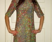Vintage 60s Maxi Full Bodice Metallic Dress (Sz S/M)