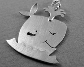 ALL PROCEEDS go to NWF to HELP CLEANUP the BP OIL SPILL - Critter POP Happy Little WHALE Necklace in Silver