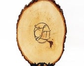 Extra Large Tree Slice Guest Book with Custom Burned Monogram and Date PEN INCLUDED