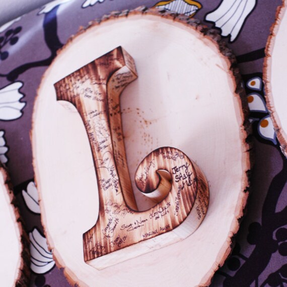 Wooden Guest Book Letter with Twig Style Pen - Any letter available- 250-400 signatures- rustic, woodland, personalized wedding