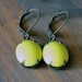 Lemon Yellow Jewel Earrings in Oxidized Brass