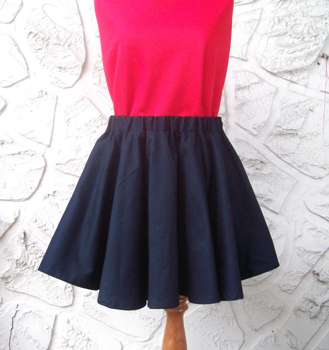 Made to Order - Cotton Double Circle Mini Skirt - Choice of Colors - Cute and Sexy - PLUS SIZE AVAILABLE - Free Ship ....