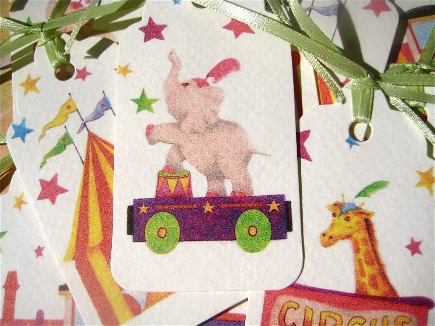 Circus Carninval Hang Tags, Vintage Inspired Set of 12 Gift Tags