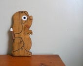 reserved for cathy - reduced clearance - adorable wooden puppy dog cheese tray or cutting board - entertaining - midcentury - serving