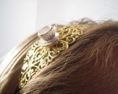 Gold Tea Cup Hair Band Tea Party Head Band Gold Hair Band Tea Cup Hair Acessories Shabby Chic High Tea Jewelry Modern Vintage Style Jewelry