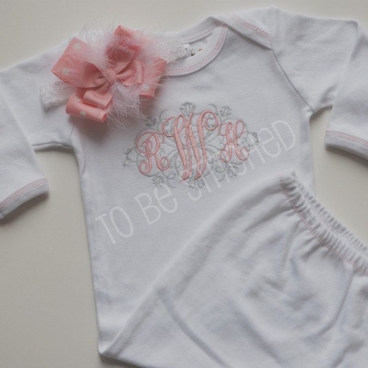 Elegant Pink and Gray Gown/Onesie ONLY