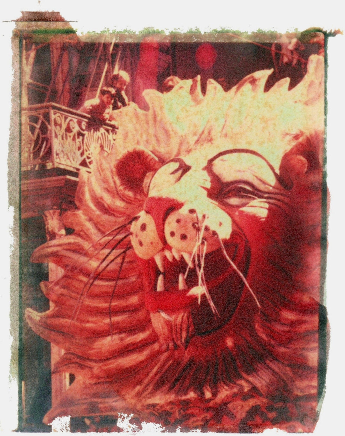 Mardi Gras in New Orleans--hand touched matted and signed negative image transfer print