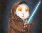 Jedi Guinea Pig 8 x 10 Cute Art Print