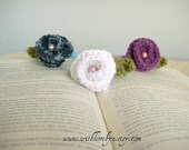 Sale Elegant Rose Headbands in Denim Mix / White / Purple - Set of 3 - Ready To Ship