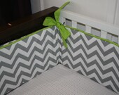 Chevron Custom Crib Bumper- Boy or Girl- YOU PICK DETAILS