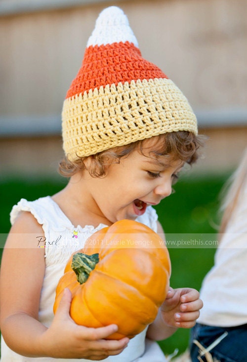 PDF Pattern - All Seasons Pixie Gnome Candy Corn Santa Hat with and without Chin Strap (Halloween / photo prop)