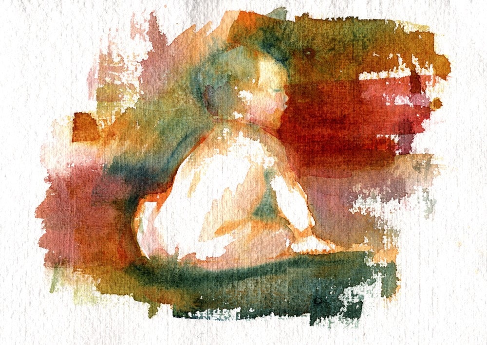 Baby Figure Sitting - Giclee Fine Art Print 5x7