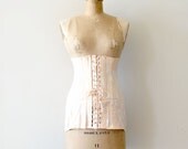 vintage edwardian corset - 1910s front lacing corset / rare tea rose pink by Gossard