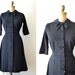 vintage 1940s black dress : black bow 40s dress