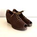 vintage 1940s shoes - 40s army brown wedge heels / lace up deadstock