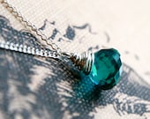 Teal Quartz Gemstone Necklace, Sterling Silver Dainty Chain Stone Jewelry - Gem of the Sea