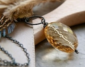 Citrine Necklace, Oxidized Sterling Silver - November's Birthstone Gemstone Jewelry