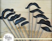 Plastic Mustaches on STEEL RODS - The Evening Soiree - Set of 10 Il_170x135