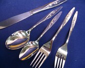 SALE // 5 piece Place Setting NIB old stock MAYWOOD (stainless tableware) by ONEIDa teaspoon dinner fork salad knife soup spoon