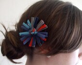 Nautical Barrette - Red, Navy, Light Blue, and Gray - Fabric Hair Clip - Eco Friendly Fabric - T-Shirt Accessory