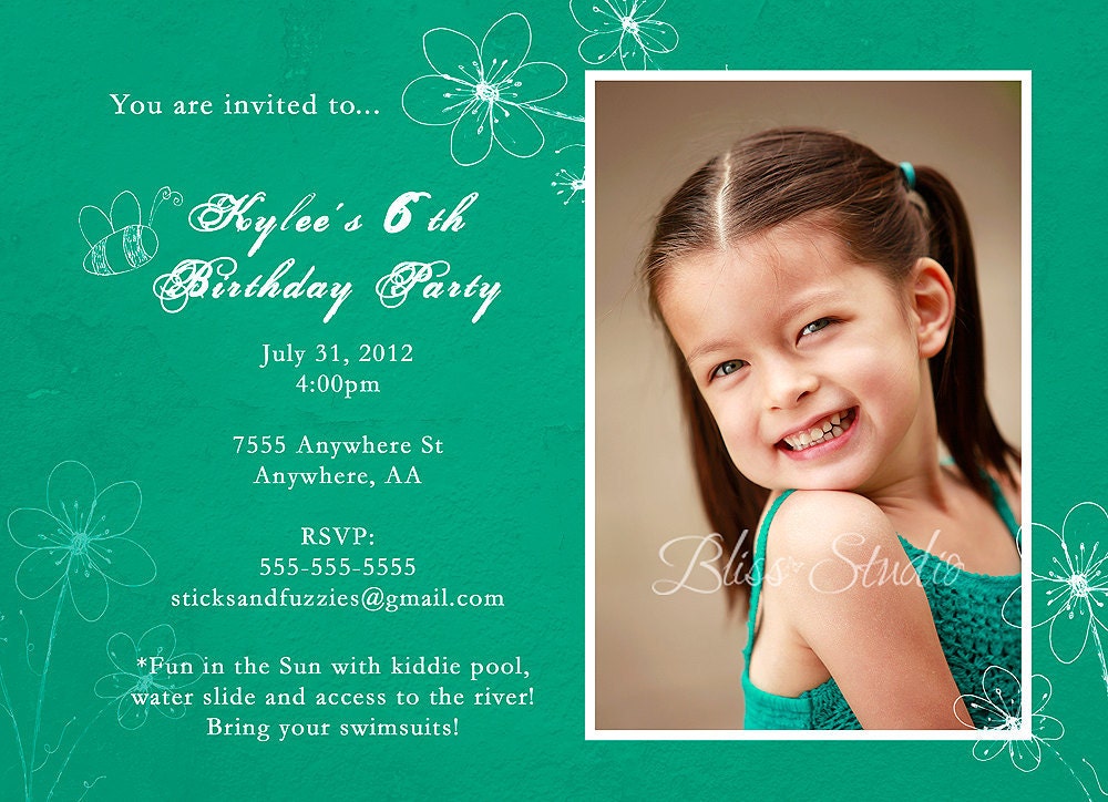 Whimsical Kid Party Invitation 5x7 or 4x6