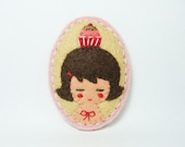A cupcake lover with a tattoo felt pin - Made to order
