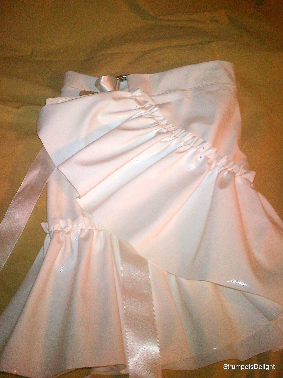 Ready To Ship Ruffled Hip Skirt or Bustle White Ruffled Vinyl