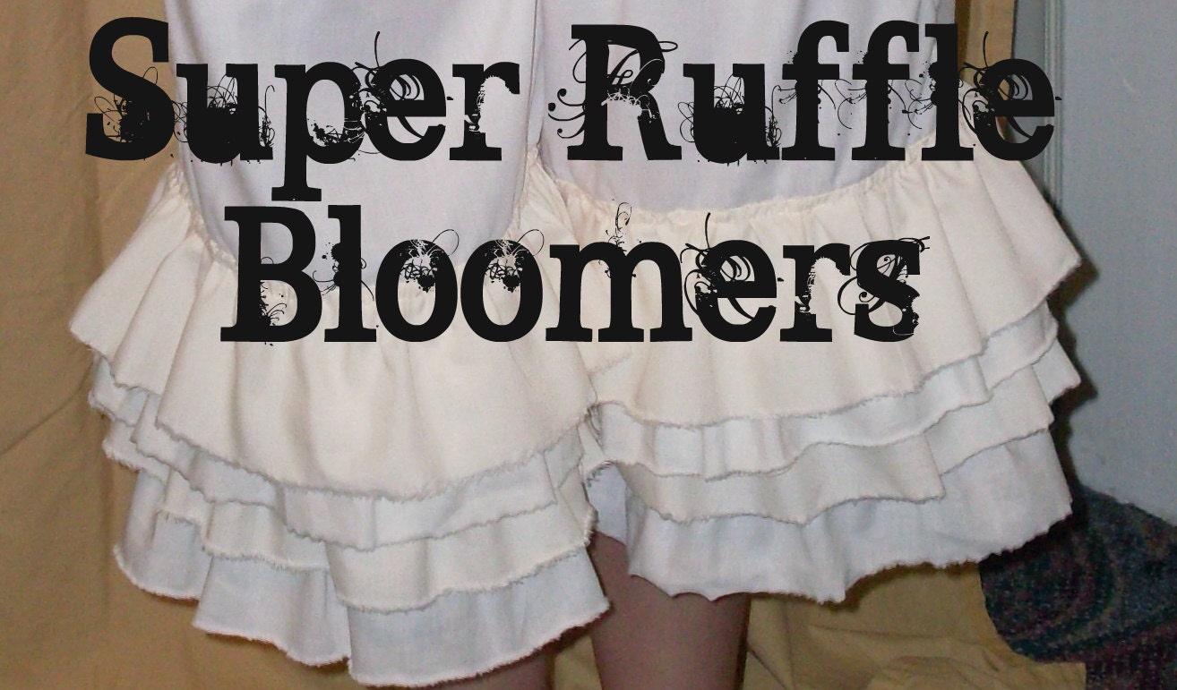Your Color Choice Cotton Your Size Super Ruffle Bloomers Knickers Pantaloons Shabby Chic Tattered