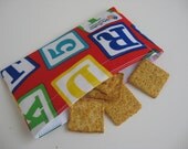 Reusable Snack Bag - Alphabet Letters - White Lining